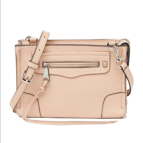 Rebecca Minkoff - Regan Pebbled Leather Small Crossbody Bag-Rosewood-9" x 6" - Picture 1 of 10